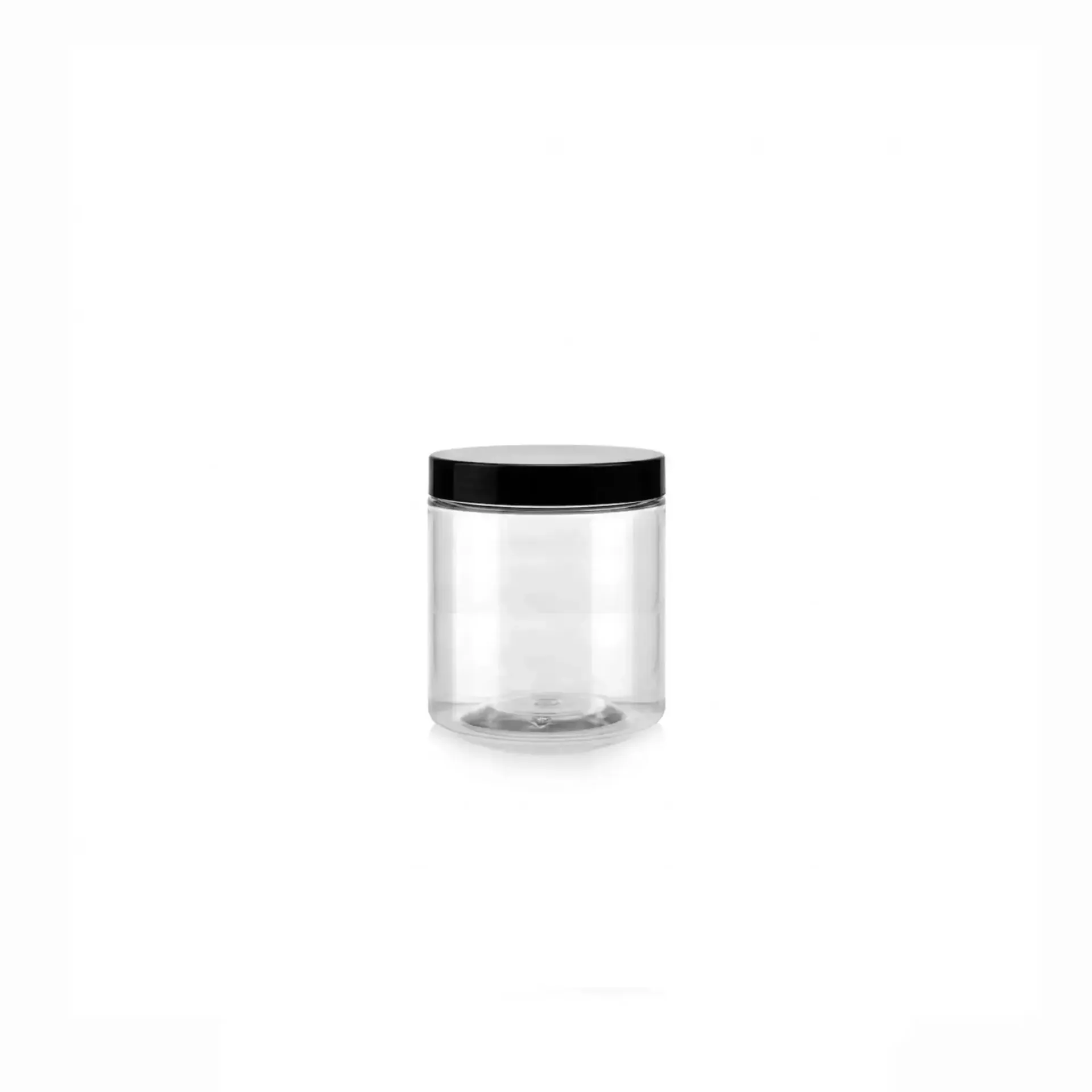 [LISSE_Ø63_250ML] Jarre transparent Ø 63 x 90 mm avec couvercle noir 250 ml (225 unités par carton) XP