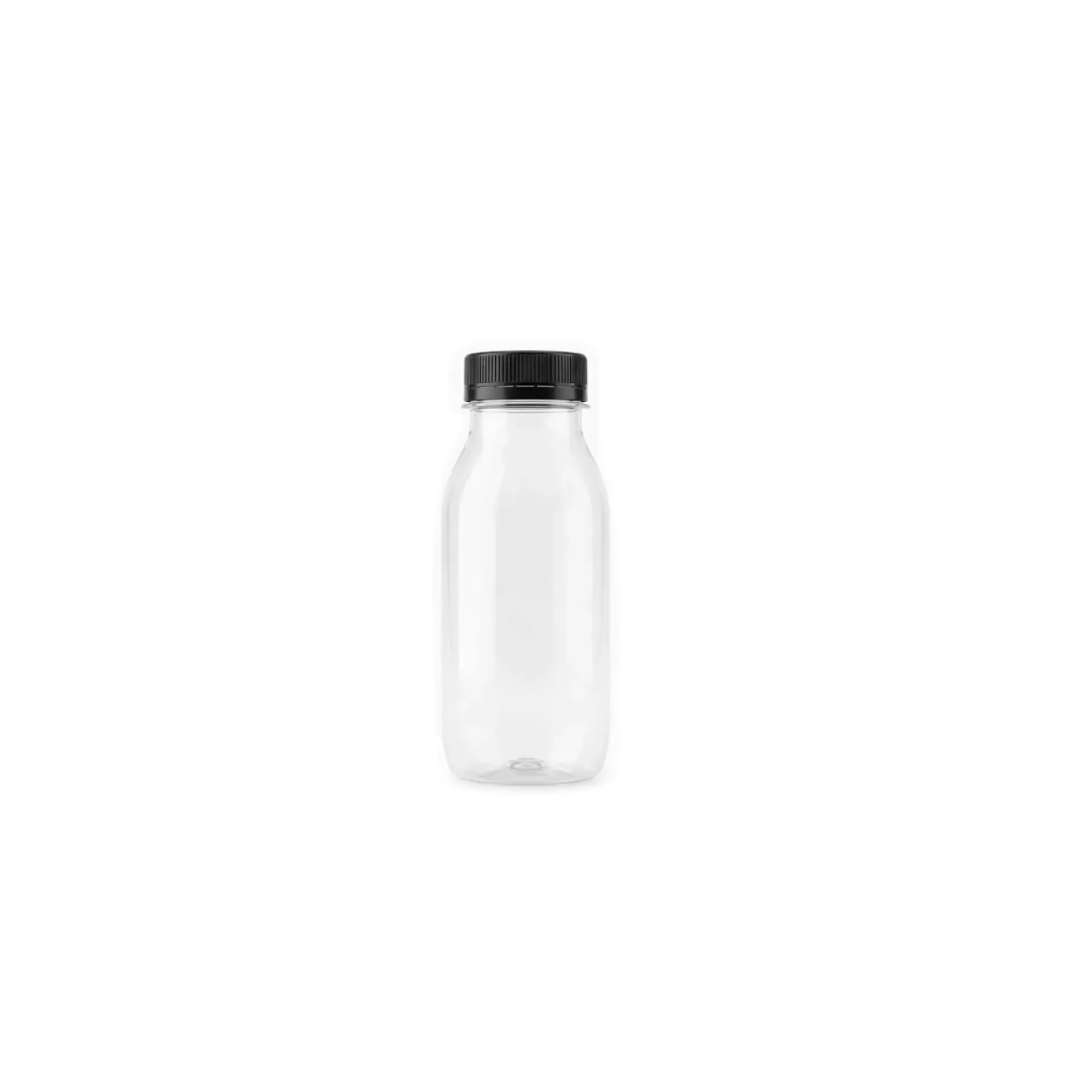 [BOUTEILLE_250ML_CARRE_Ø38_mm] Bouteille carrée 250 ml Ø 38 mm avec bouchon noir  (180 unités par carton) XP