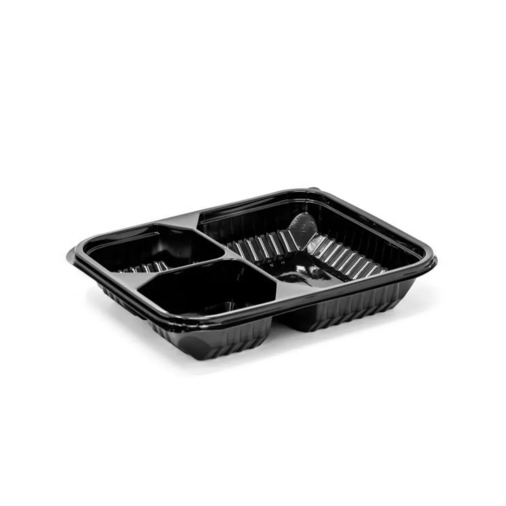 Boite noir micro-ondable 3 compartiments ELTRON (300 unités par carton)