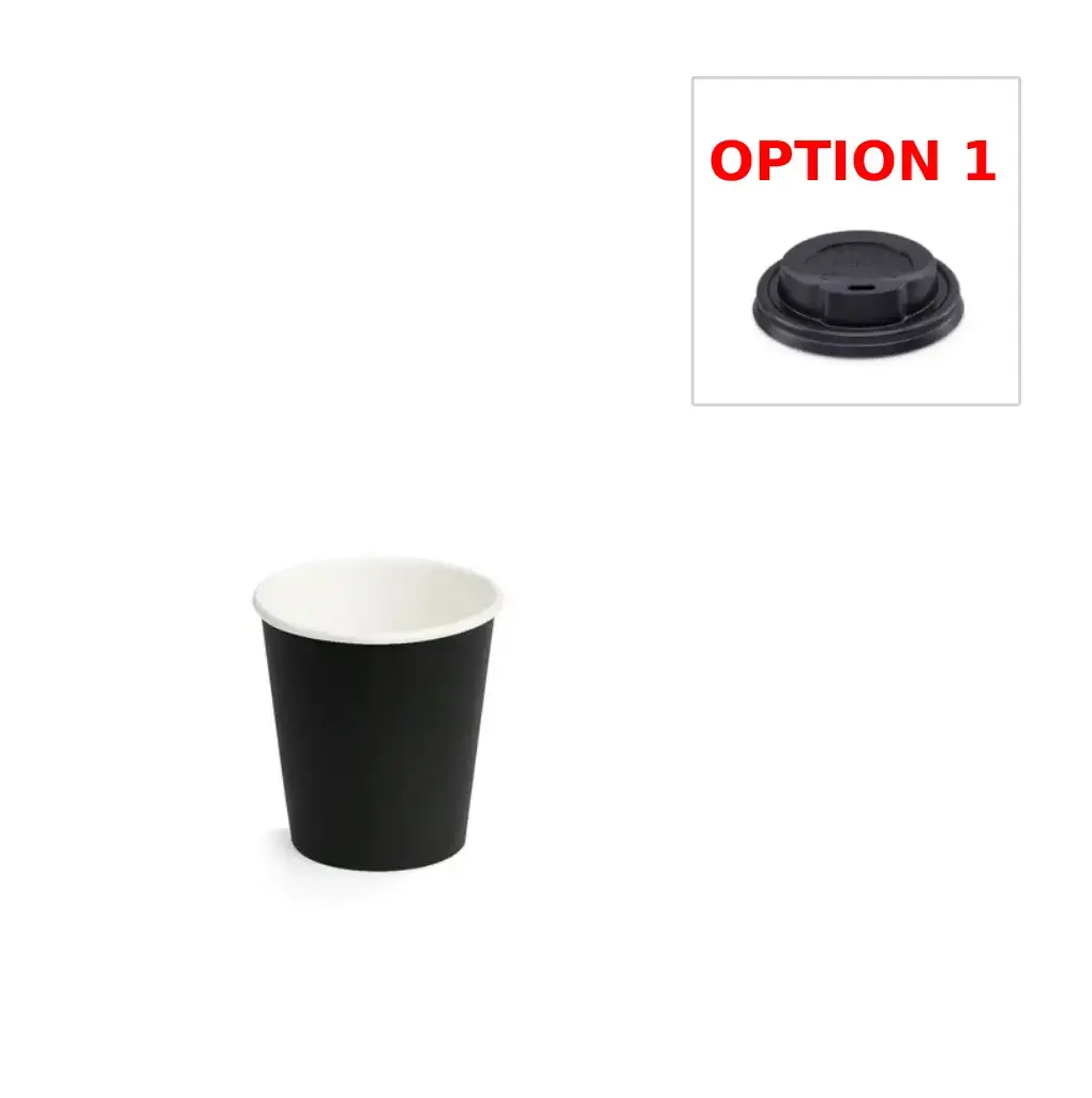 [GOBLET_NOIR_18_CL] Gobelet en carton couleur noir 180 ml ( 50 unités par sac × 20 sacs) (1 000 unités par carton) Pro