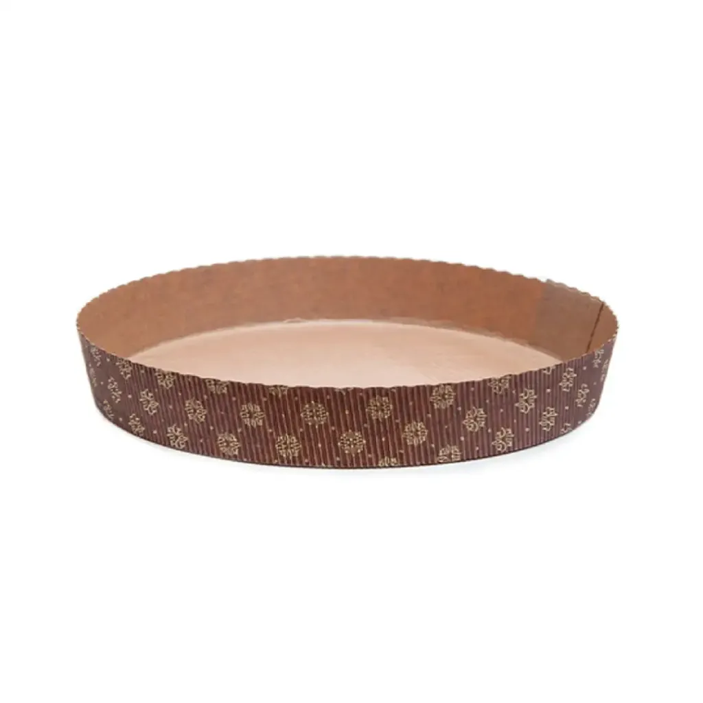 Moule à tarte rond Brown with gold flowers 210*30h mm  ( 495 unités par carton) ECOPACK