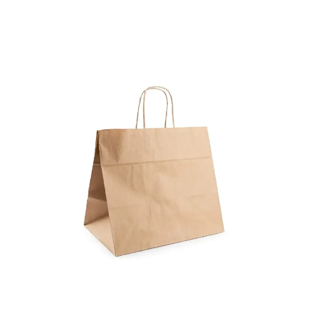 [SAC_KRAFT_32_21_32] Sac kraft brun neutre SOS avec poignées torsadées 32 x 21 x 32 cm (200 unités par carton)KAN