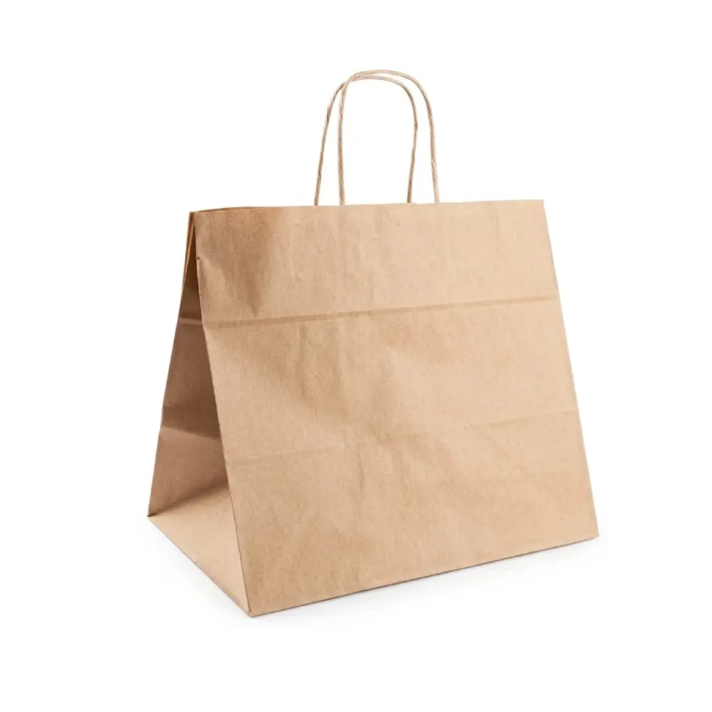 [SAC_KRAFT_32_21_32] Sac kraft brun neutre SOS sans impression poignées torsadées 32x21x32 KAN (200 sacs par carton)