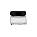 Pot en verre carré 212 ml + CAPSULE METAL D70 H18 NOIR SOTUVER ( 80 unités)