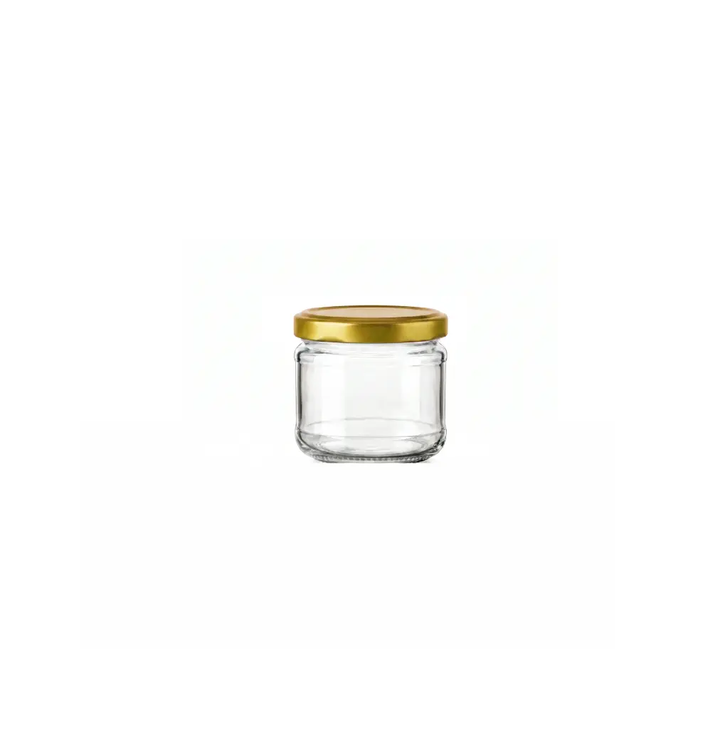 [POT_21CL_NM_BL_+CAPSULE_METAL_D63_DORE] Pot en verre de 210 ml avec capsule metal D63 doré( 72 unités par carton) sotuver