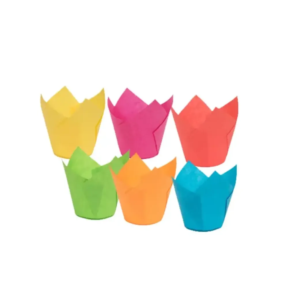 [716050PCOL6_TULIP_160_50_COLORE_50GR] Tulipes à muffins en papier multicolores (2400 unités par carton)