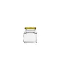 Pot carré en verre de 207 ml avec capsule dorée ( 112 unités par carton) IGPD