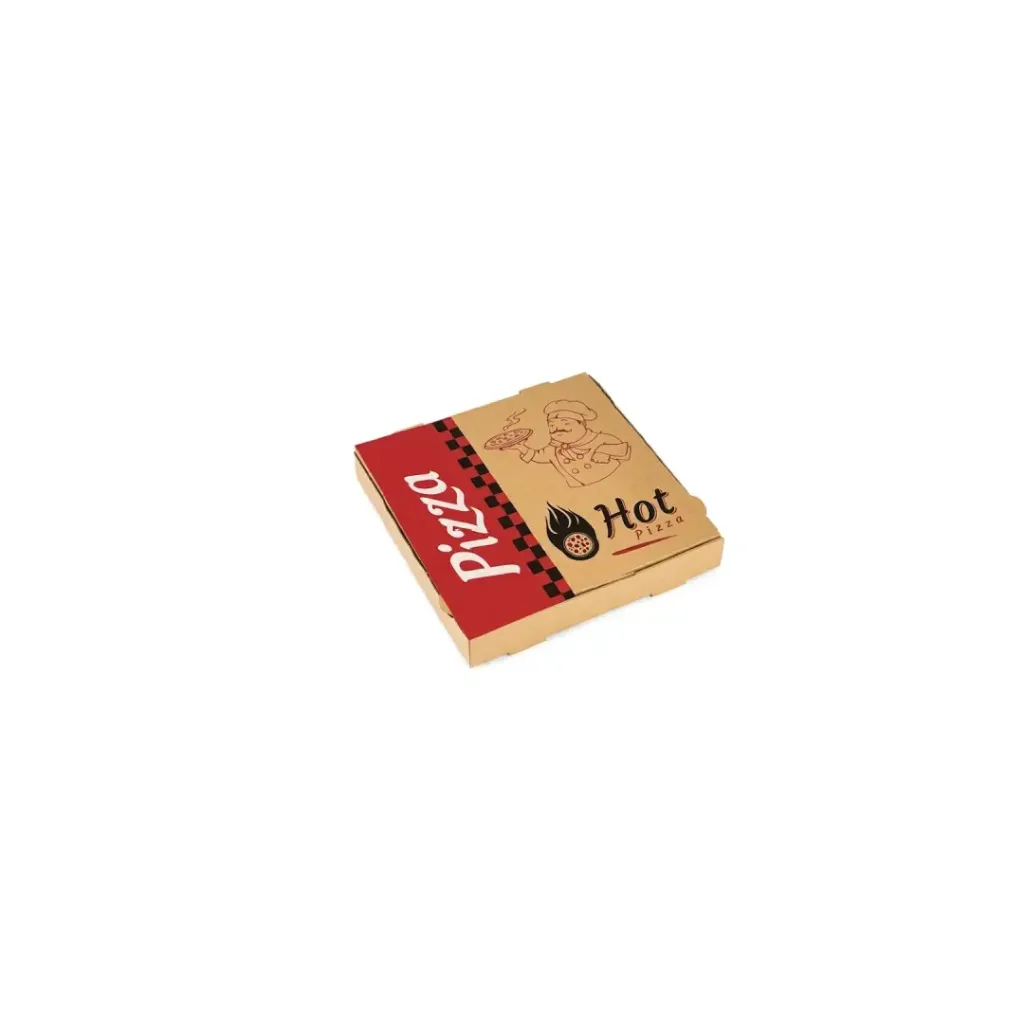 Boite à pizza imprimé 20 x 20 cm kraft alimentaire ( 50 unités par carton) SES