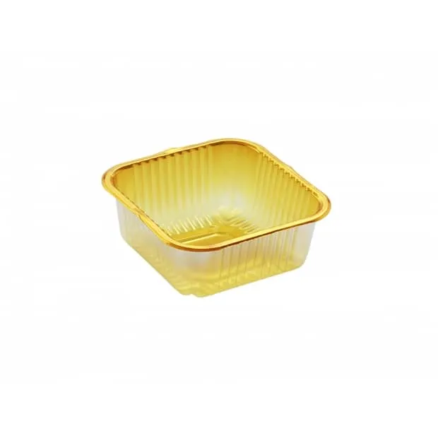 Barquette dorée carrée 80*80 mm  (35 sachets de 100 unités par carton )( 1 unité de vente = sac de 100 unités) CEM