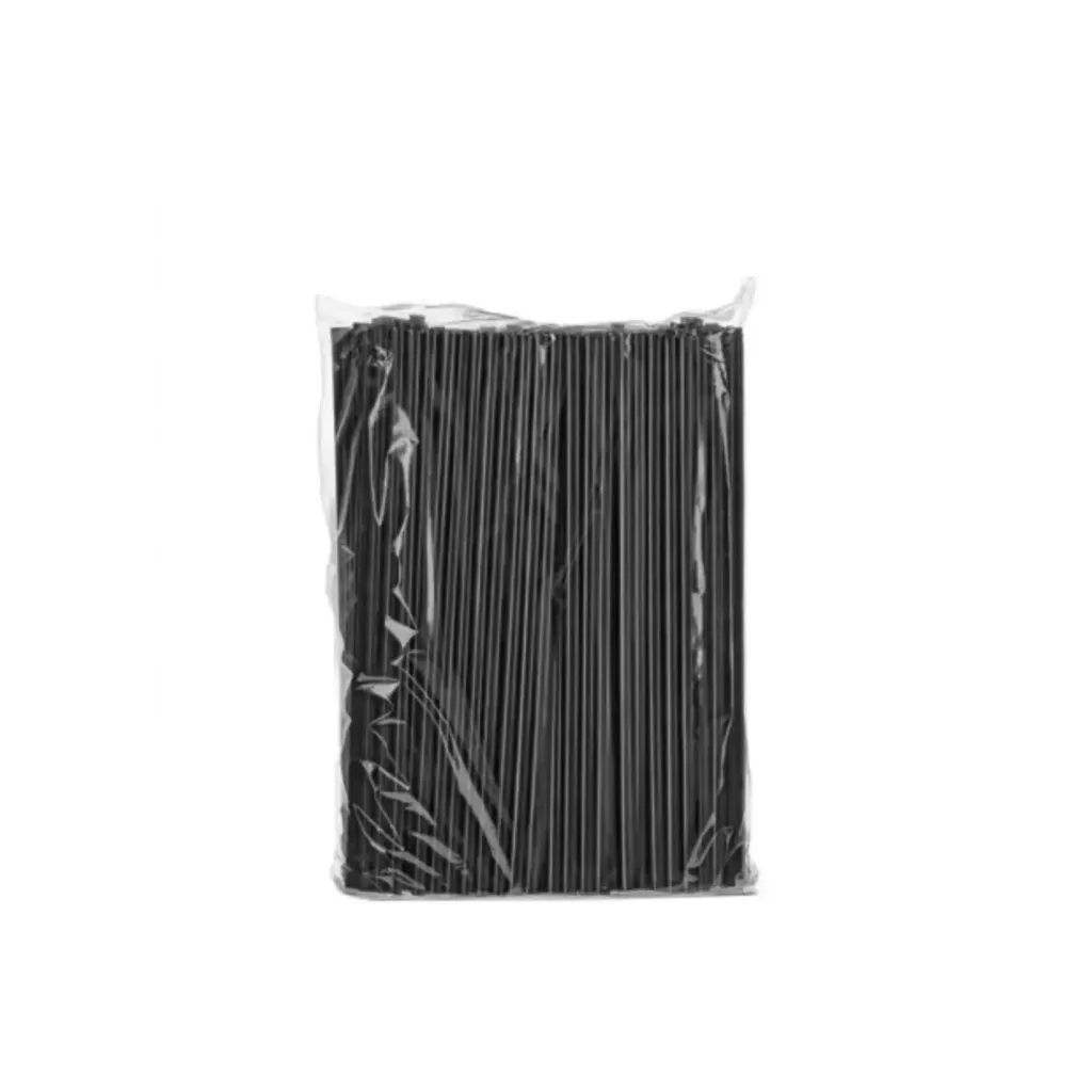 Paille noir 8 mm golden ( 1 unité de vente = sac de 100 unités) ( 50  sachets  par carton)