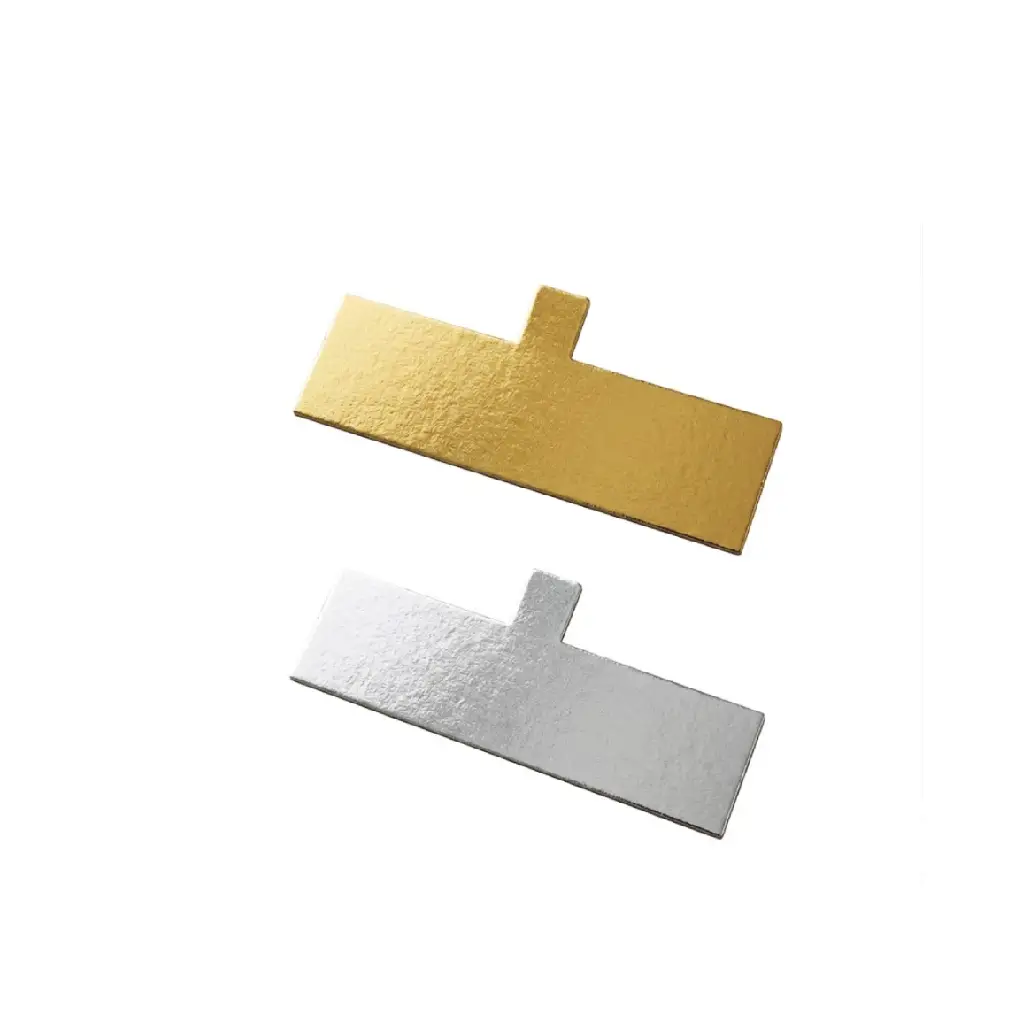 Sous tarte Talonnette Rectangulaire 3x12 cm (Argent & Doré) - Quick (1 unité de vente = Sac de 200 pièces)