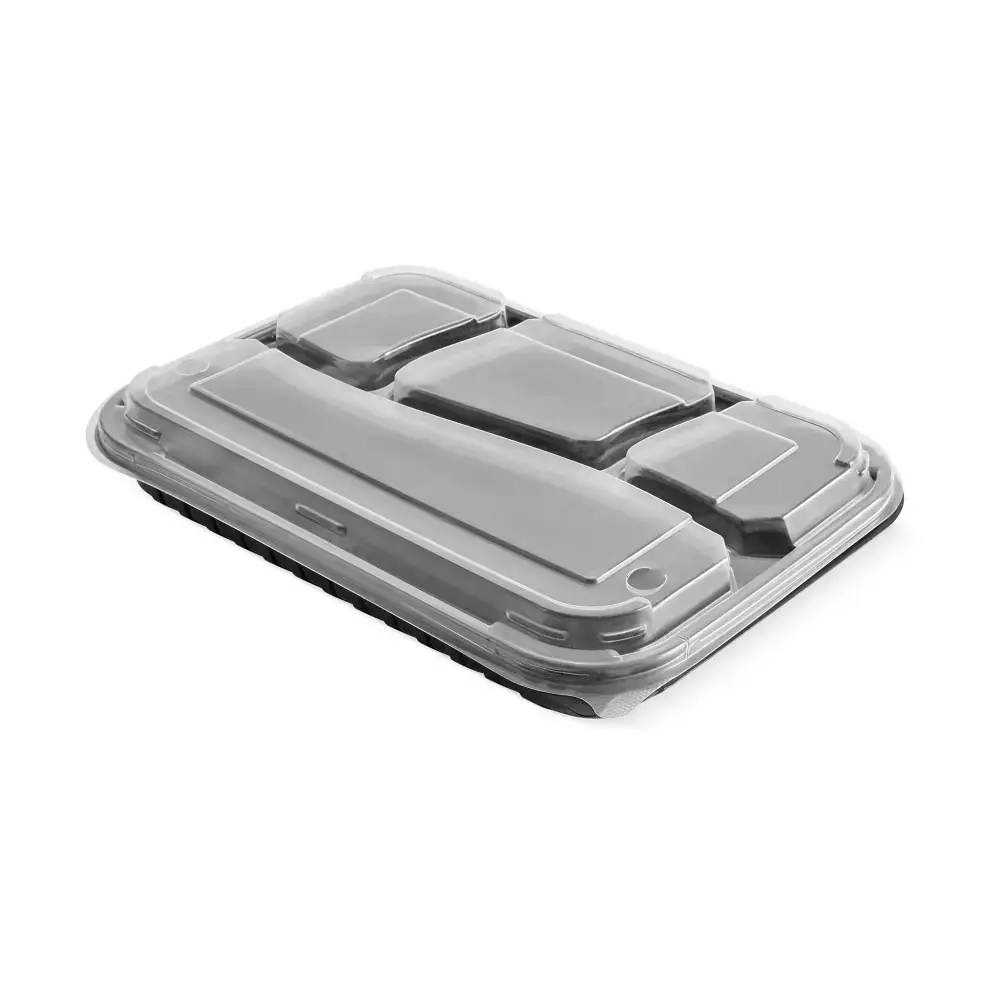 [EL_484_KEBAP_4C] Lunch box 4 compartiments micro-ondable en noir avec couvercle transparent ELTRON (200 unités par carton)