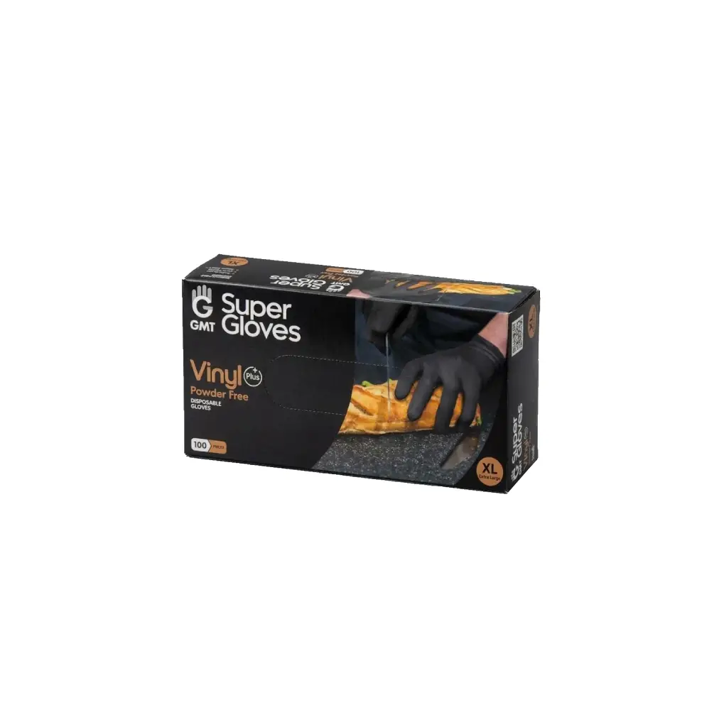 [GMT_VINYLE_XLARGE_NOIR] Gant en vinyle noir  jetable xlarge (10 boîtes de 100 gants) GMT