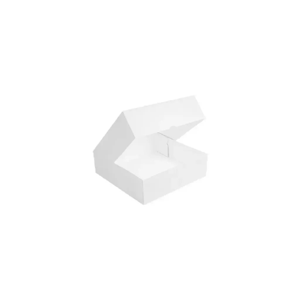 Boîte gâteau 15 x 15 x 7 cm en kraft blanc neutre non imprimé (25 unités * 20 sacs)  (500 unités par carton) UNI