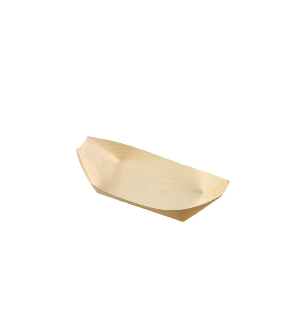 Verrine en bois forme bateau 65 x 42 mm  (100 unités par boîtes) (12 boîtes par carton) PLUS