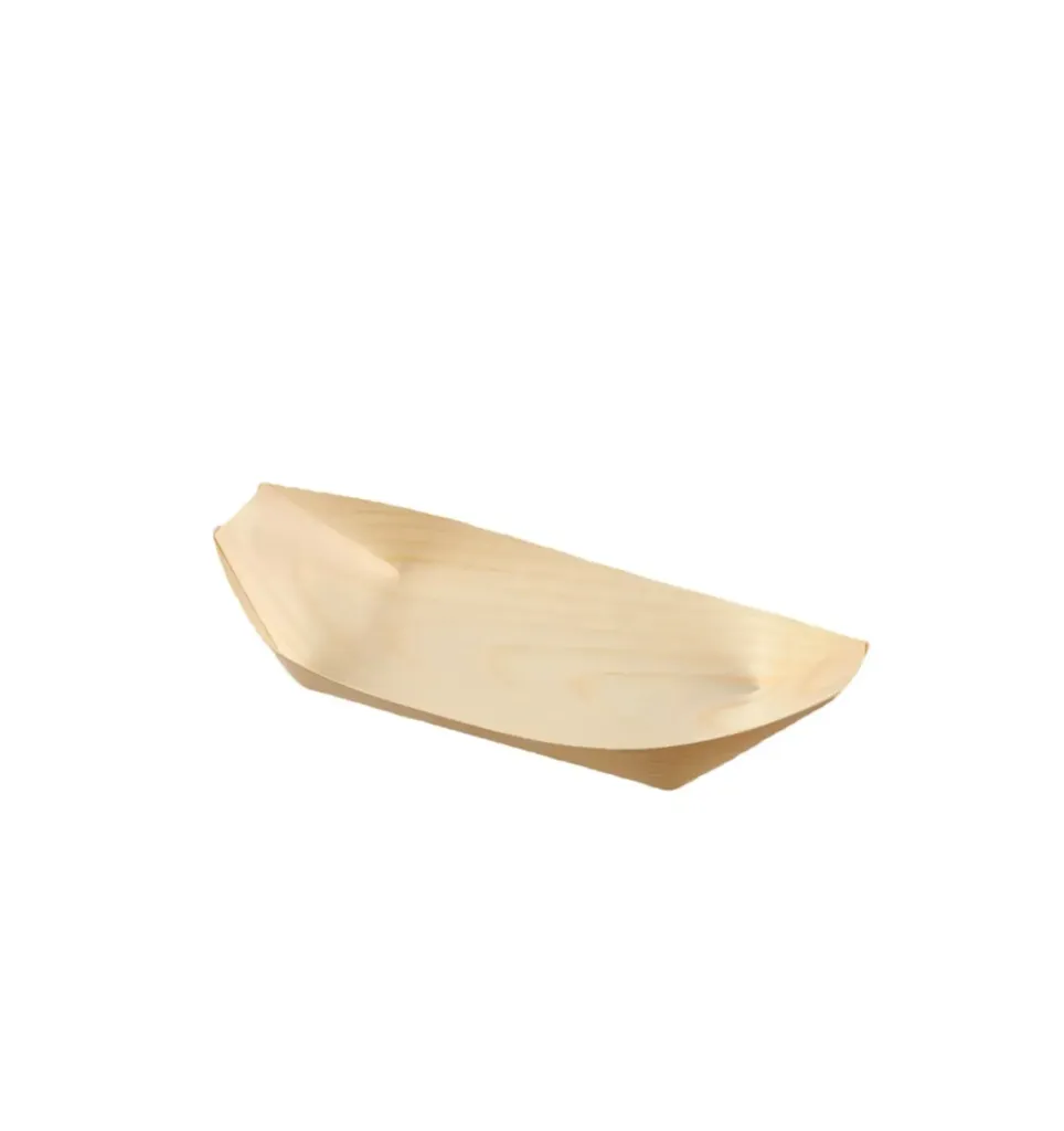 Verrine en bois forme bateau 85 x 55 mm  (100 unités par boîtes) (12 boîtes par carton) PLUS