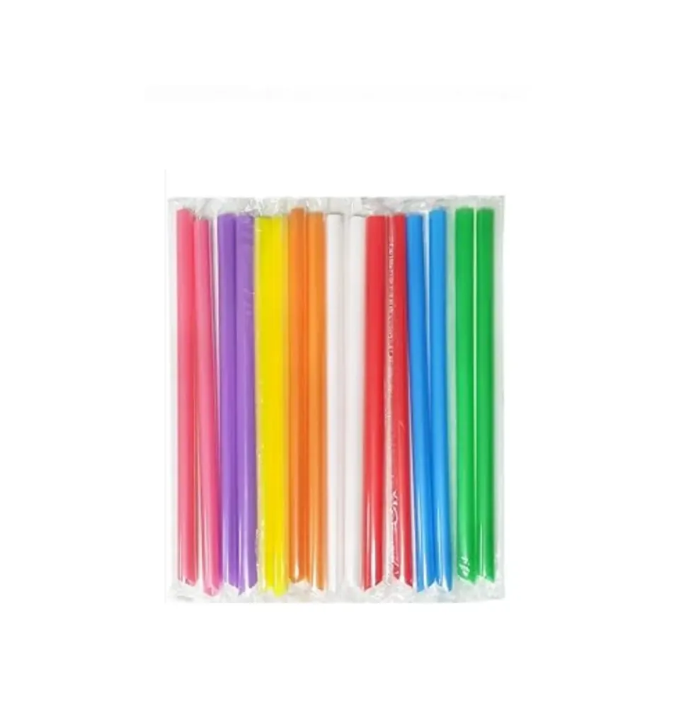 Paille bubble tea enveloppée individuellement MAT ( 1 unité de vente = sac de 250 unités) (8 sacs par carton)