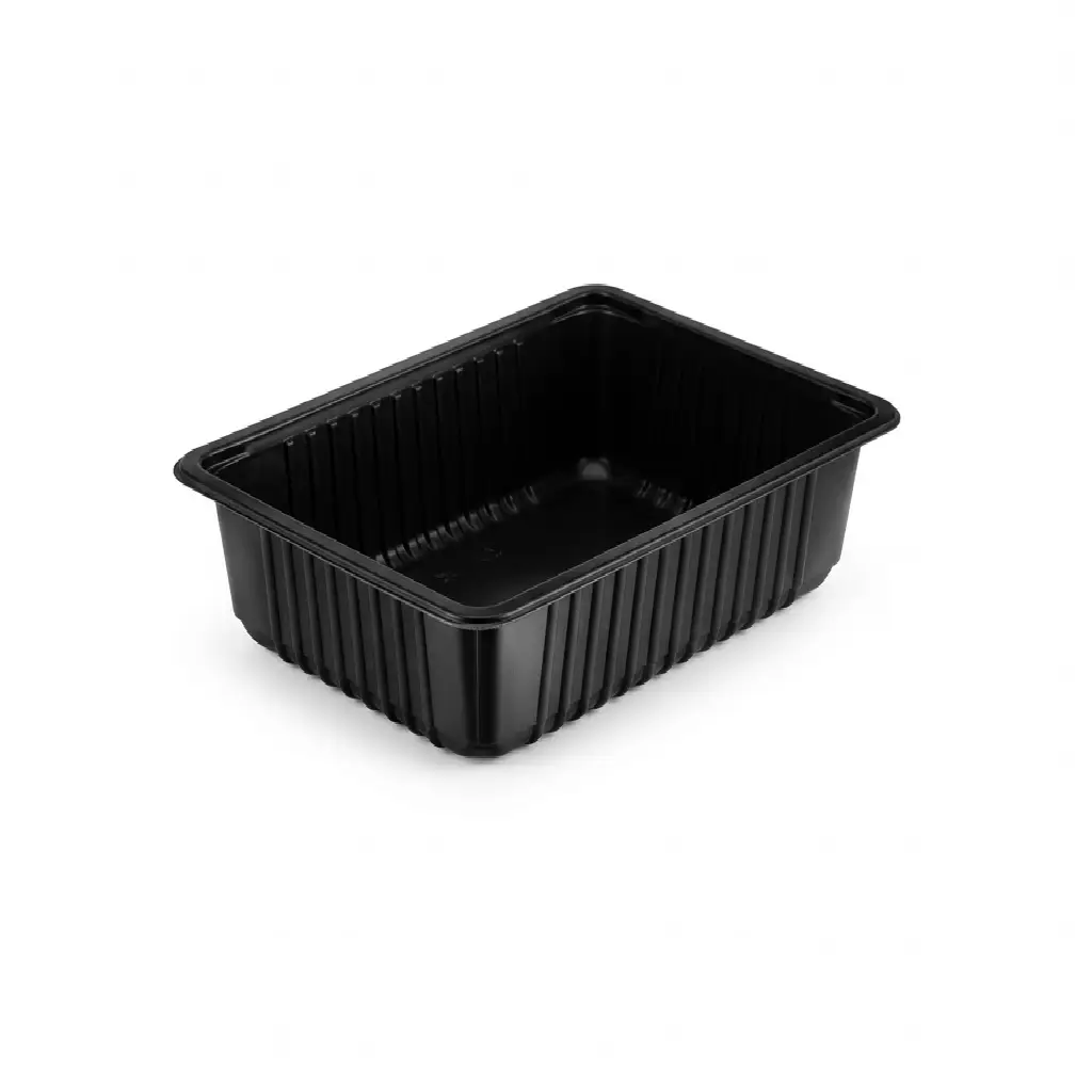 [5060_BLACK] Boite rectangulaire 190 x 144 H:50 mm noire en PP DIPACK ( 500 unités par carton )