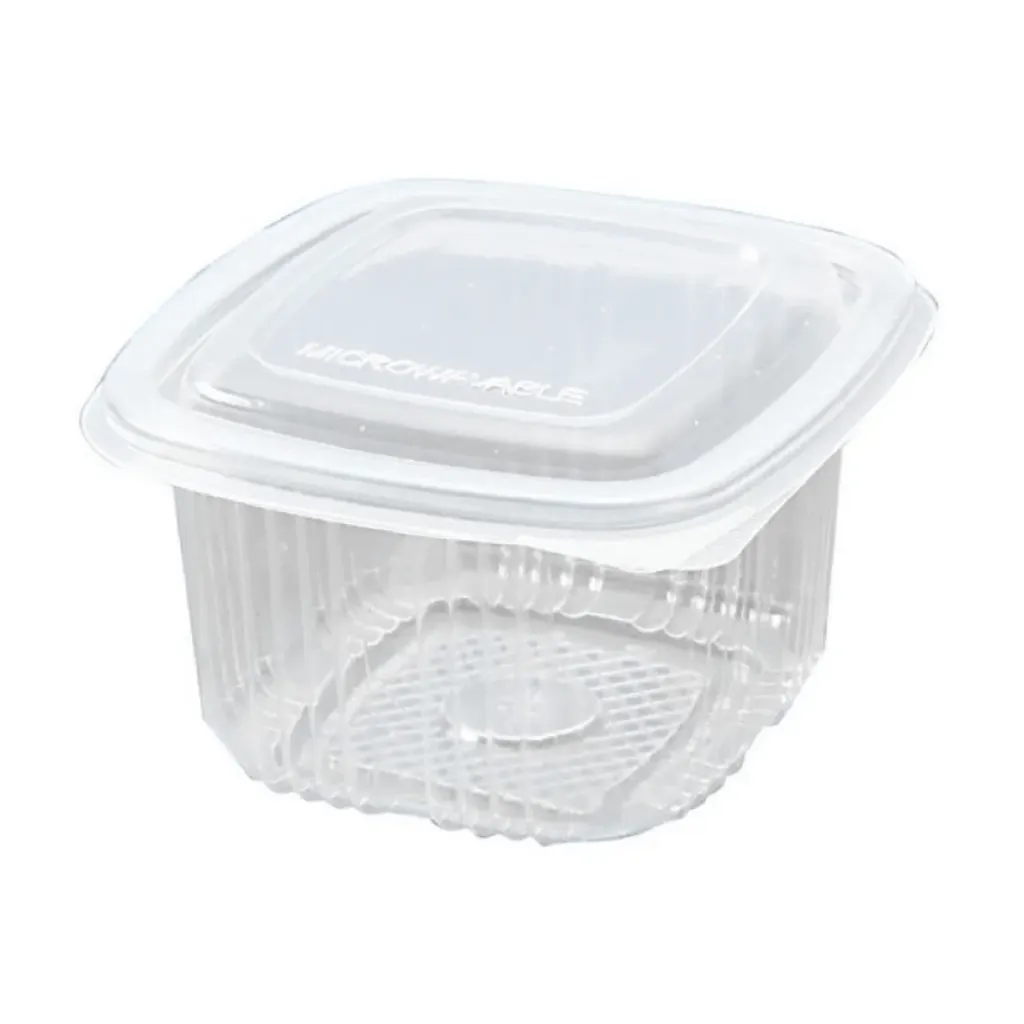 Barquette carrée avec couvercle charnière 500 cc micro-ondable LARPLAST (600 pièces/carton)