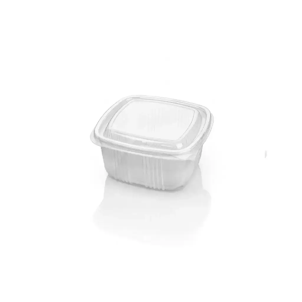 Barquette carrée avec couvercle charnière 500 ml micro-ondable LARPLAST (600 unités par carton)