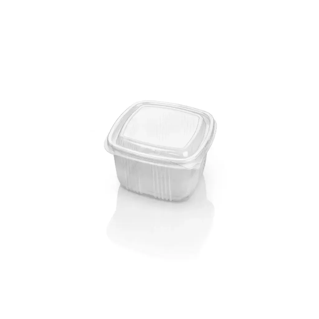 Barquette carrée micro-ondable avec couvercle charnière 375 ml LARPLAST ( 12 sacs x 50 unités)(600 unités par carton)